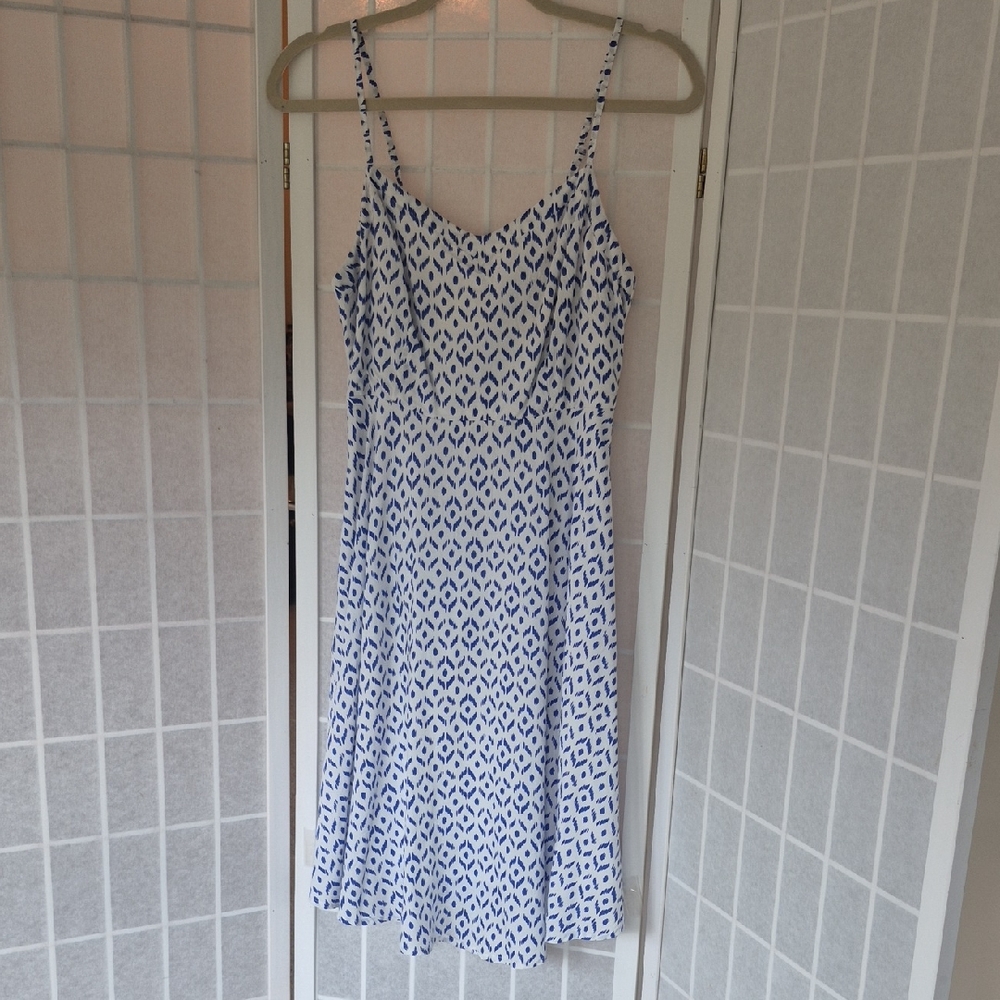 Old Navy - French Blue and White Geometric Midi Dress